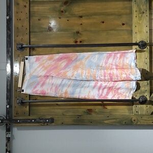 YOUNG FABULOUS & BROKE PALAZZO MULTICOLOR WIDE LEG PANTS SIZE XS Pastel Flowy
